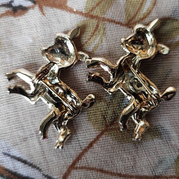 Pair of Gold Tone Lamb Lambs Sheep Easter Scatter Pins Vintage Enamel 2 Brooches - Picture 8 of 11